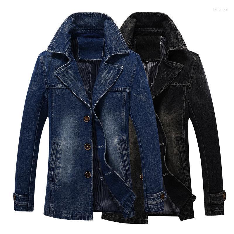 

Men's Trench Coats Men Denim Jacket Fashion Coat Casual Fit Overcoat Jackets Windbreaker -4XL Kend22, Black