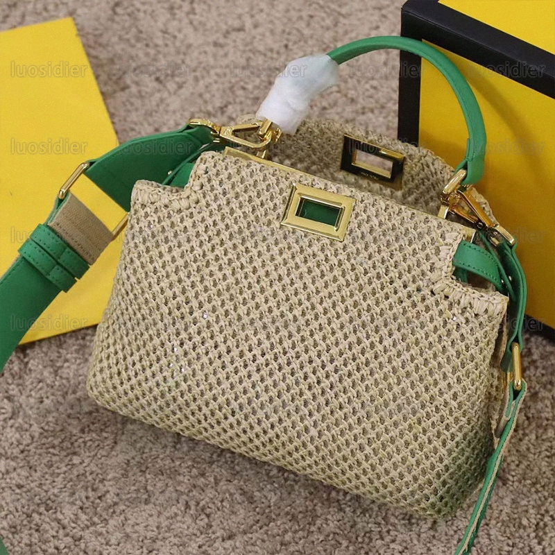 

raffia Woven Handbags Women Tote Bags Canvas Crochet Bag letter Flap Adjutable Removable Shoulder Strap Twist Lock Magnetic Hasp bucket Z76O#, Customize