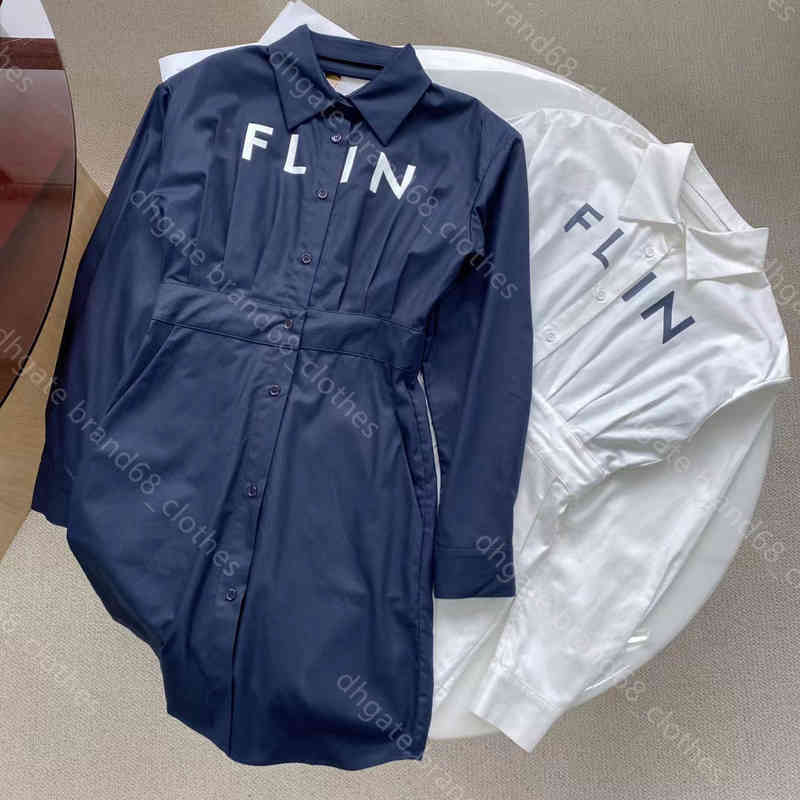 

Designer women dresses shirt hip wrap sexy summer high waist dress v-panel 5A quality cotton shirtdress womens clothes letter logo brand female Apparel album
