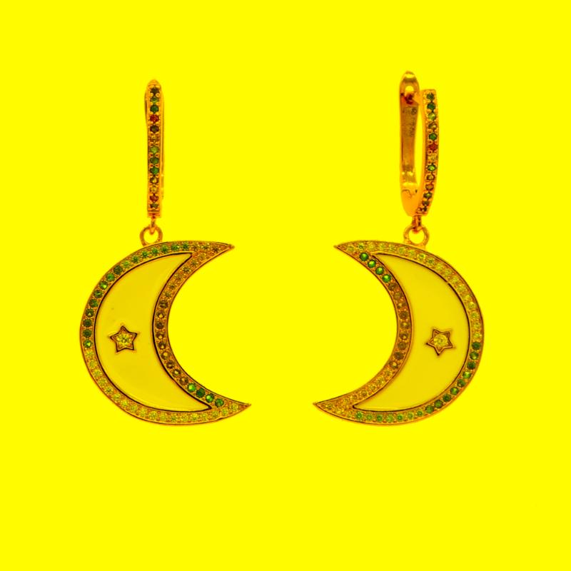 

Hoop & Huggie Moonlight Crescent Rainbow Cz Earrings 2022 Christmas Gift North Star Geometric Gorgeous Gold Filled Trendy Enamel JewelryHoop