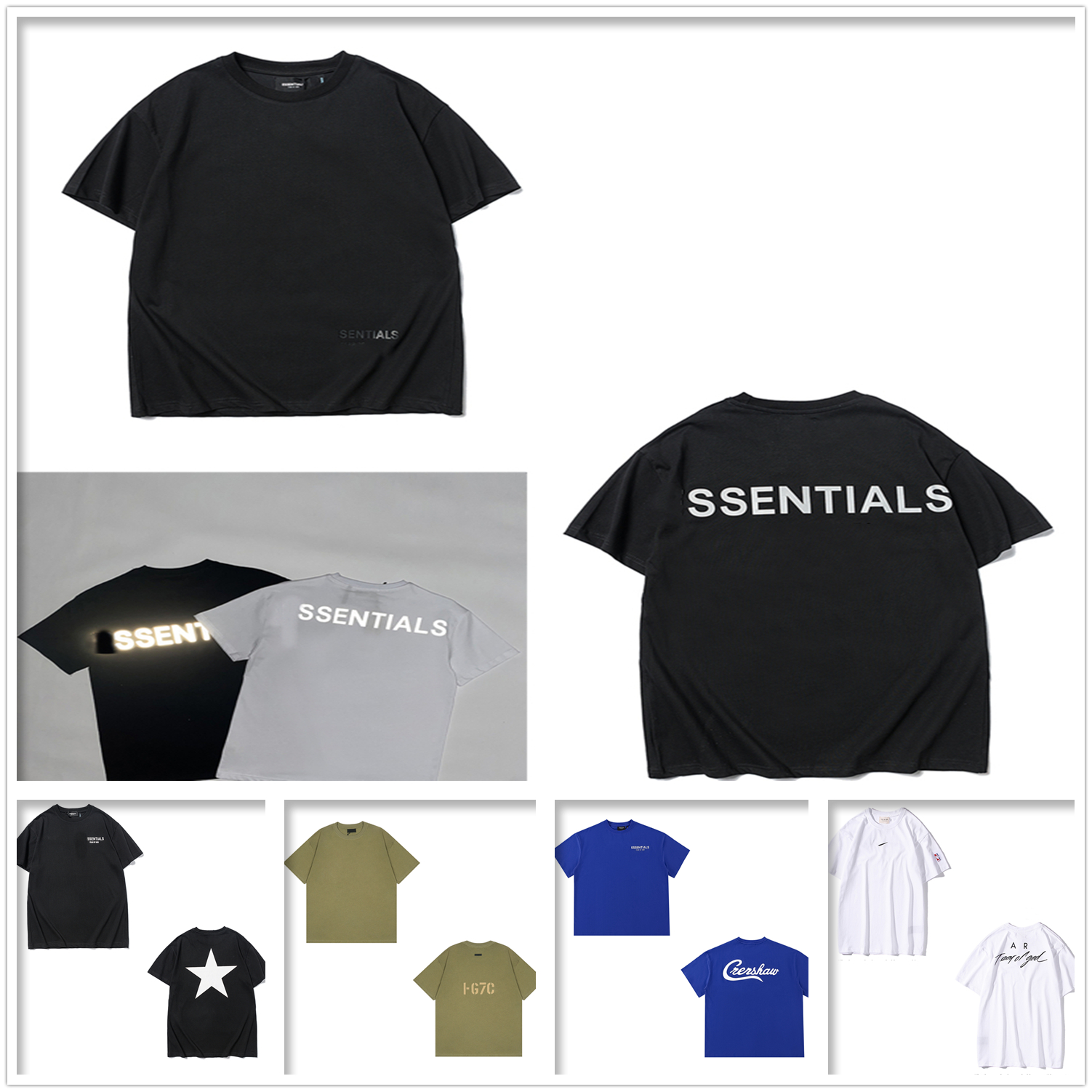 

Men's reflective t shirt Tech Fleeces laser women T-Shirts three-dimensional silicone letters short sleeve high street tide brand loose Season 7 Celebrity Style A06, 1pcs button