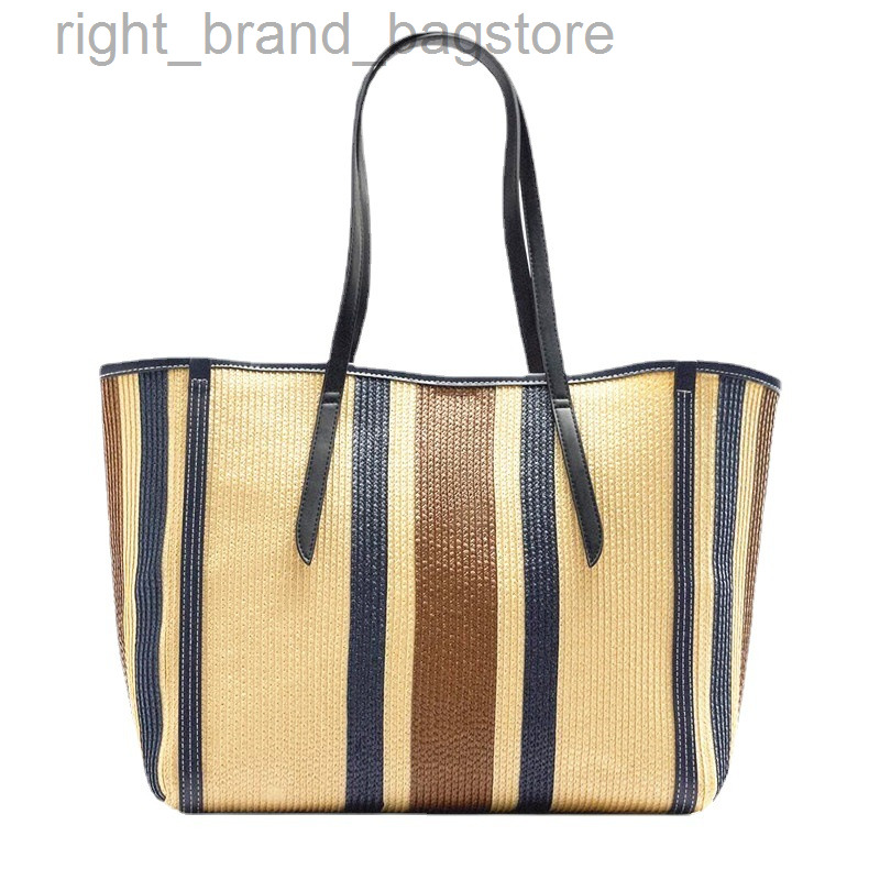 

Designer PP Large Tote Handbags and Purse Fashion Striped Woven Women's Shoulder Bag Bohemian Travel Shopper Bags for Women 2022 W220813, Khaki