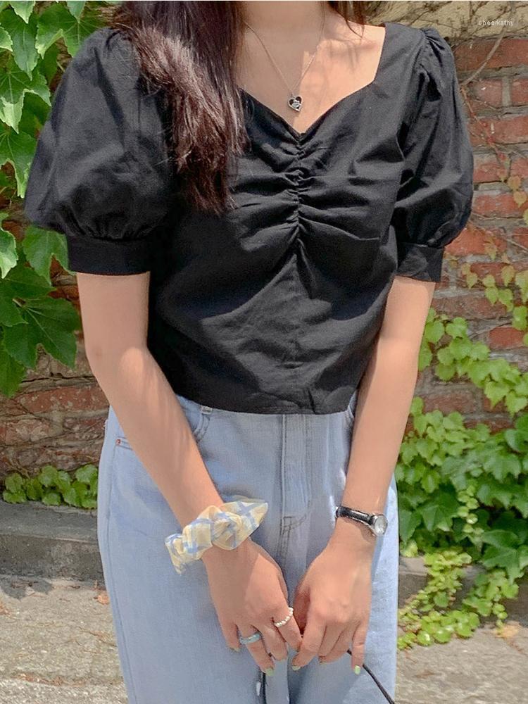 

Women's Blouses & Shirts Blusas Camisas Mujer Casual Black Blouse Top Women 2022 Fashion Back Drawstring Chemise Femme Bluzki DamskieWomen's