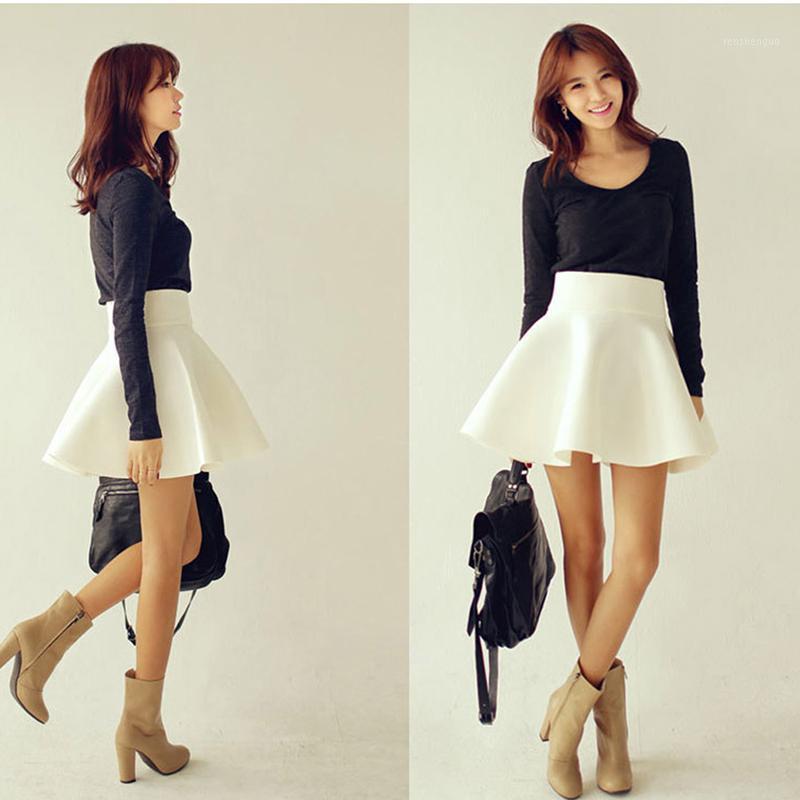 

Skirts S-2XL Plus Size Sexy Skirt Women 2022 Solid Thick Tutu High Waist Flared Super Mini Skater Short, White