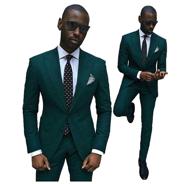 

2022 New Dark Green Business Tuxedos Men Suits 2 Pieces Groom Green Slim Fit Wedding Design Male Blazers, Beige