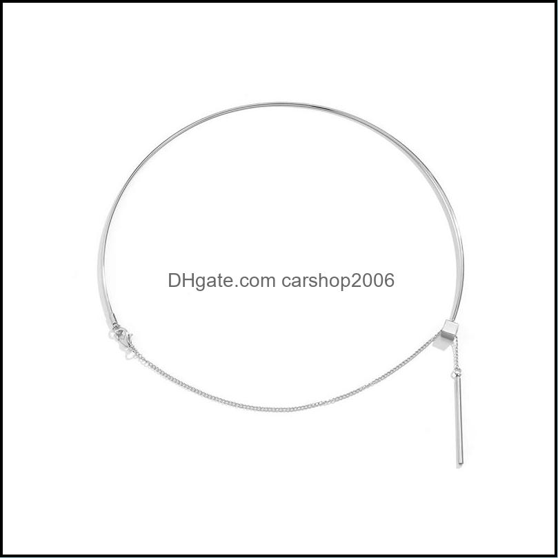 

Pendant Necklaces Pendants Jewelry Simple Versatile Geometric Personality One Word Stick Tassel Neck European And American Fashion Cold Wi