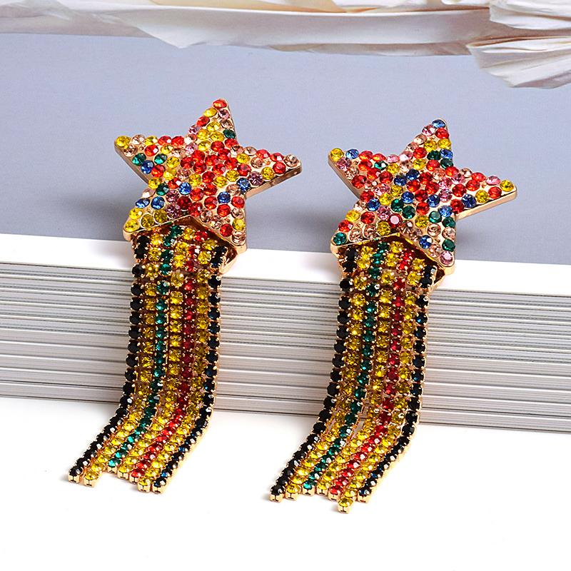

Dangle & Chandelier Arrival Colorful Crystals Tassels Long Earring High-quality Fashion Rhinestones Drop Earrings Jewelry Accessories For Wo