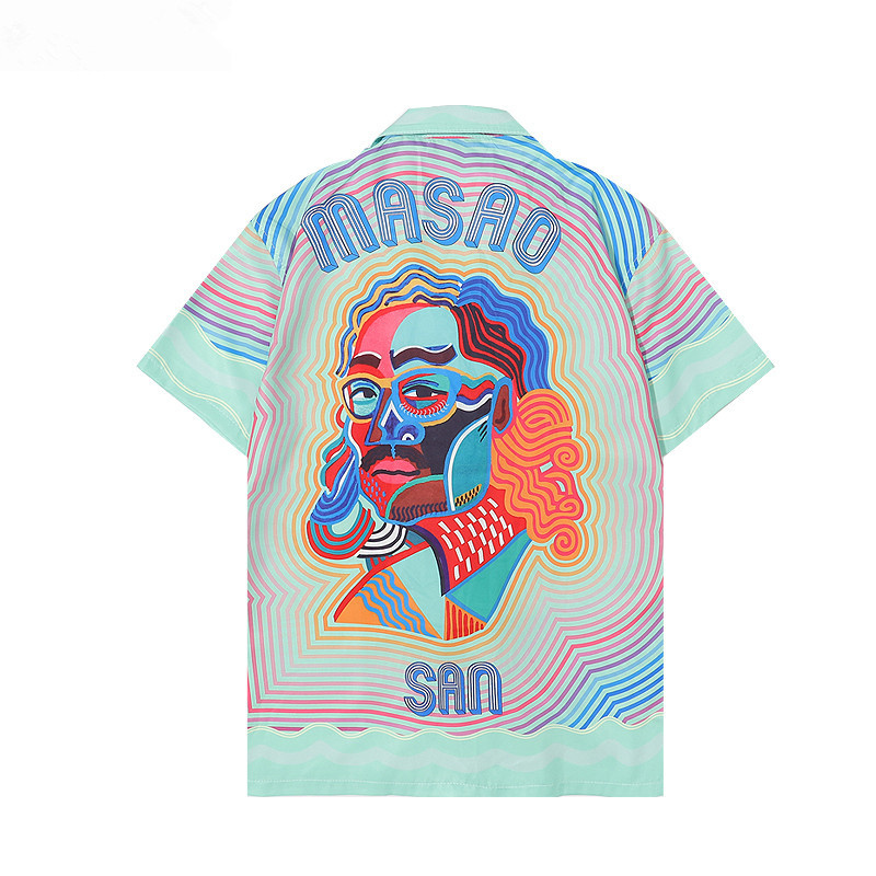 

Casablanca 22ss sport knit rabbit silk men designer shirts Hawaiian short sleeved Dress shirt 8IRA