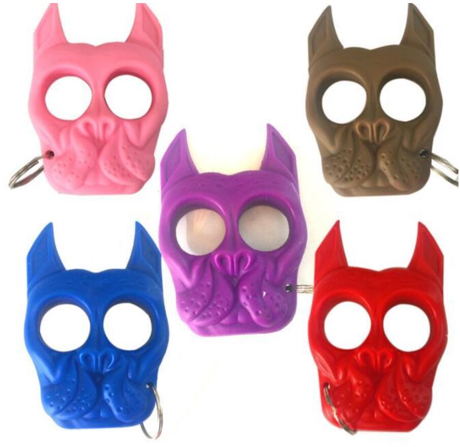 

New Mini Plastic Dog Head Self Defense Pendant Key Chain For Women Girl Outdoor Self-defense Hand Buckle Car Bags Keychains