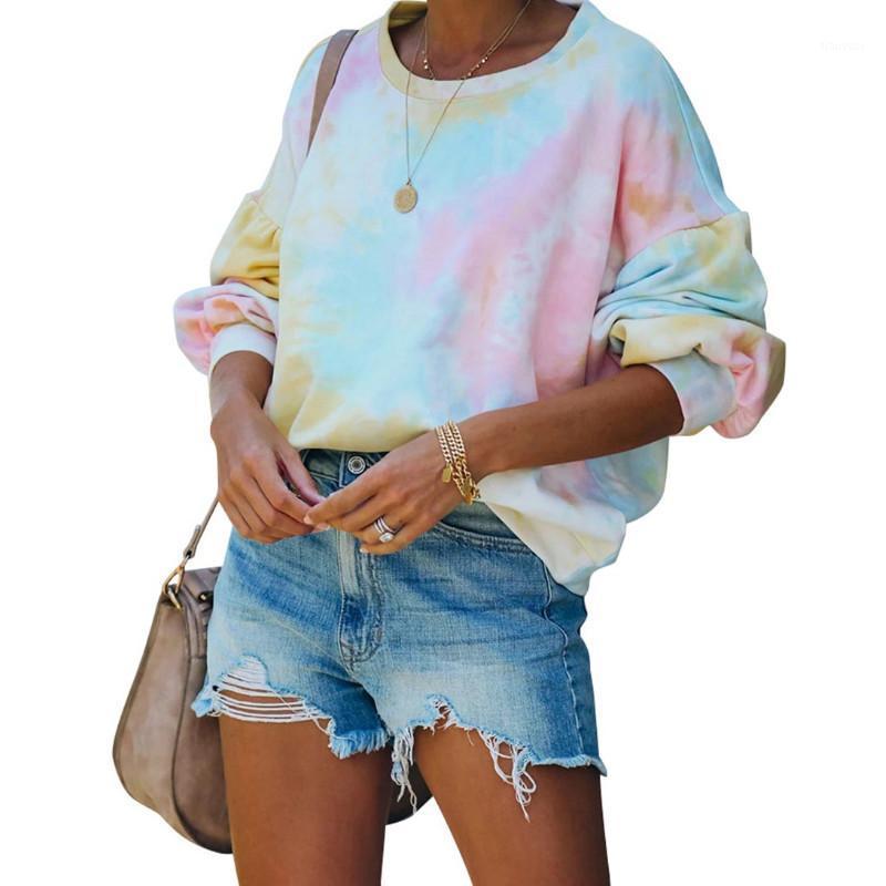 

Spring Autumn Women Long Sleeve Tie-dye Print Top Fashion Round Neck Casual Loose Tops For Ladies Women' Hoodies & Sweatshirts