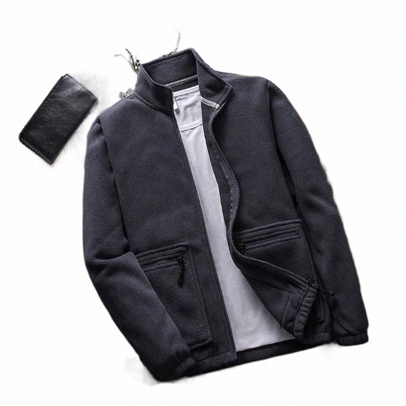 

men's Jackets Men Autumn Winter Standing Collar Zipper Sports Thicken Outdoor Jacket Nice Business Casual Fleece Thick Warm Coat e4R4#, Gray