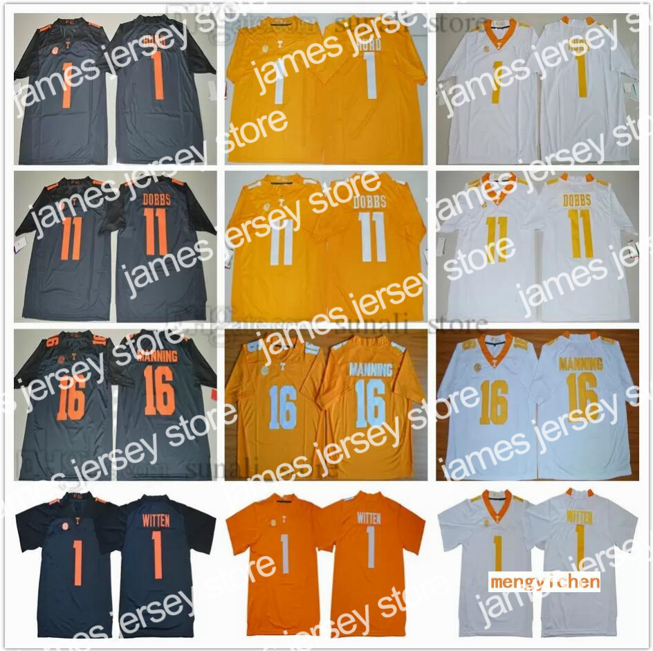 

American College Football Wear Tennessee Volunteers NCAA College 1 Jalen Hurd Jerseys Jason Witten 16 Peyton Manning 11 Joshua Dobbs Football Orange Grey White All