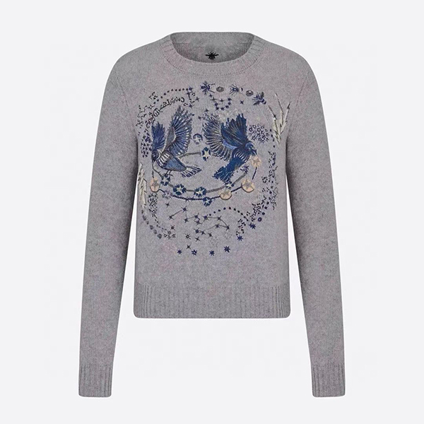 2022 Ruwnay Pull Femmes O-Cou Casual Broderie Oiseau High Street À Manches Longues Designer De Mode Traf Tops Pulls Jumper Pull Ropa