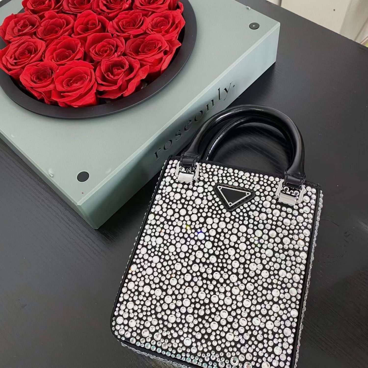 

Top quality clutch women's handbag crystal Tote Bag cruciform men's leather Girl Gift Shoulder Bag Handbag luxury designer handbag tramp