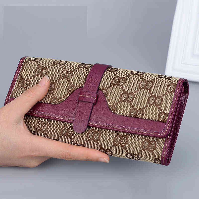 

Wallets Wallets Carteira feminina longa grande capacidade bolsa de telefone lona e senhoras de couro dobrvel tri-fold carteira feminina designer de luxo 220412, Red