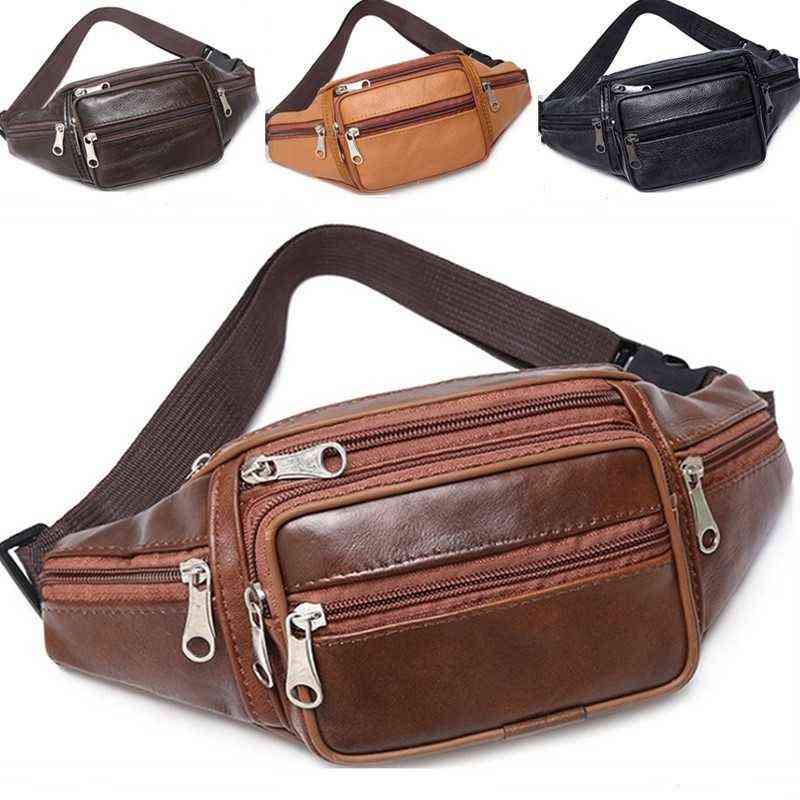 

Men's Waist Pack Pu Genuine Leather Bag Waist Belt Bag Male Leather Fanny Pack Fashion Luxury Small Shoulder Bags for Men 220611