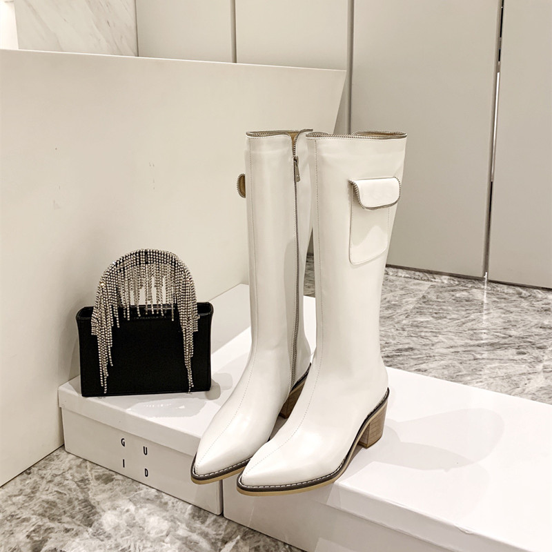 

Low Heel Knee High Chelsea Boots Women 2022 Winter Warm JM Fashion Platform Snow Shoes PU Leather Bag Gladiator Motorycle Botas, As pic2