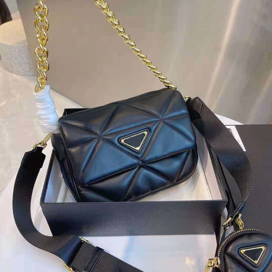 

High Quality Designer Shoulder Bag 2pcs/set Handbag Women Crossbody Messenger Bags with Box Chain Purse Wallet Fashion Pocket, Black