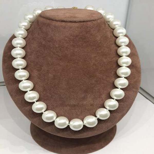 

Huge 14mm White Shell Pearl Necklace 18inch