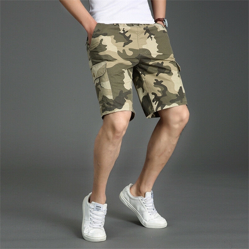

Mens Combat Camo Cargo Shorts Military Army Tactical Pants Work Casual Trousers 220715, Blue