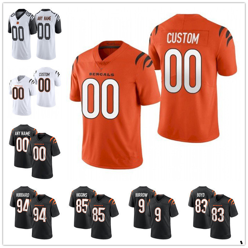 

23 Daxton Hill custom Cincinnati''Bengals''jersey 9 Joe Burrow 71 La'el Collins 1 Ja'Marr Chase 83 Tyler Boyd 85 Tee Higgins Football Jerseys, Color