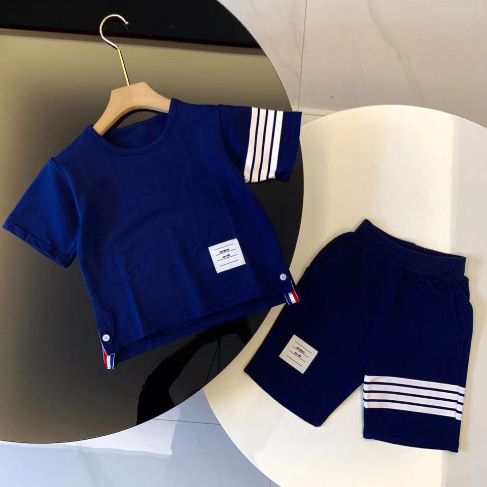 TOPS 22SS child designer clother sets sports letter childrens kids short sleeve T-shirt shorts set suit brand boys clothing cotton tees-image-763896123