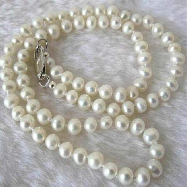 

Natural 7-8mm White Akoya Cultured Pearl Necklace 18" AAA