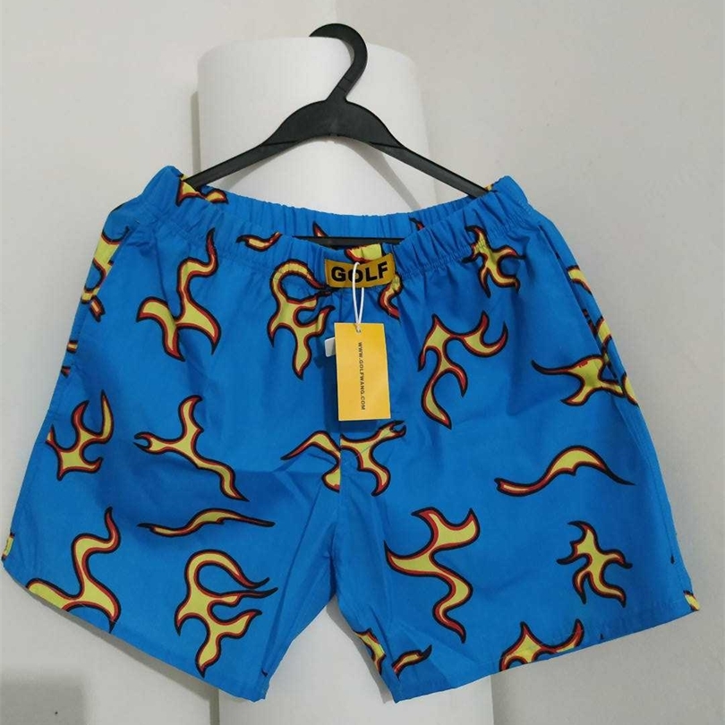 

High Novelty high Men Comfortable Tyler The Creator Golf Fire Flame Skateboard Street Cotton Casual Shorts #AB6 220406