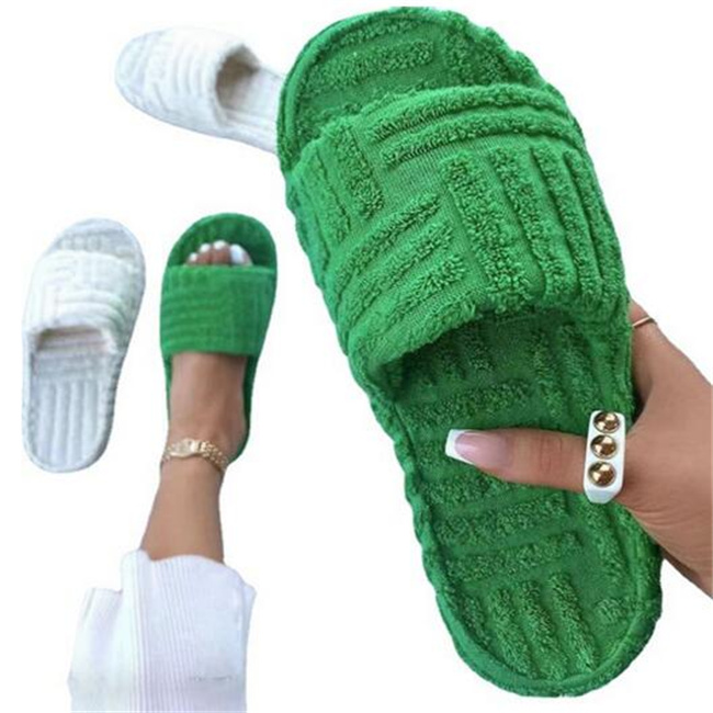 

2022 Furry Green Women Slippers Winter thick-soled Womens Slipper Fashion Fur Slides High Quality Soft Sole Comfort Open Toe House Flip Flops, Orange