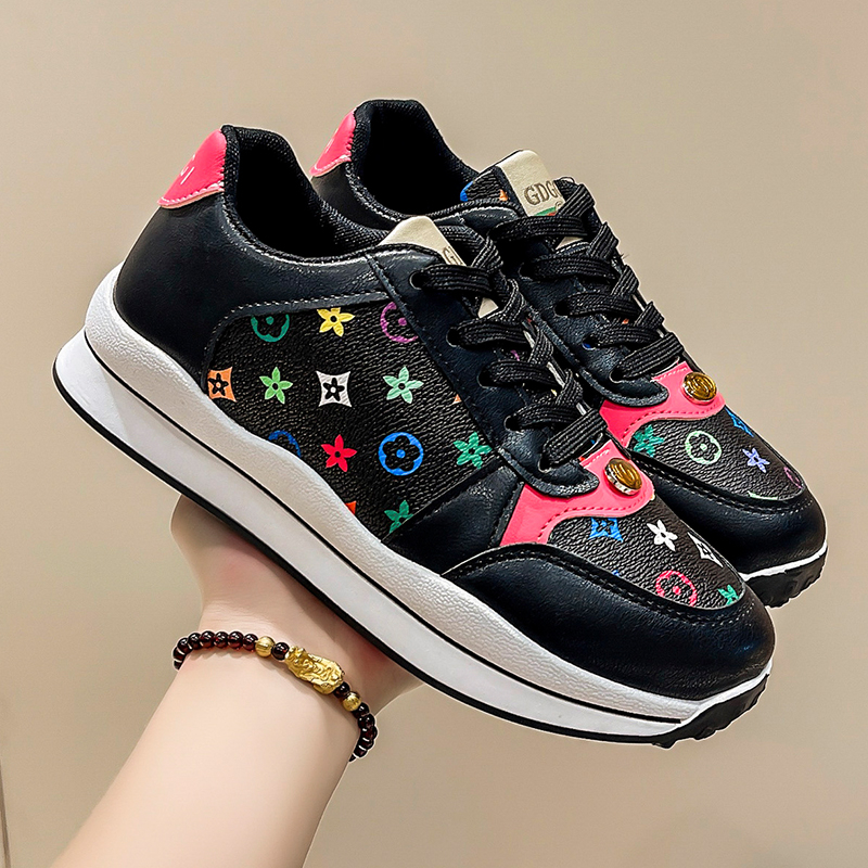

2022ss Designer Brand Women Sneakers Platform White Tennis Women Shoes 2022 Fashion Skateboard Casual Shoes Lace-up Chaussure Femme, Black