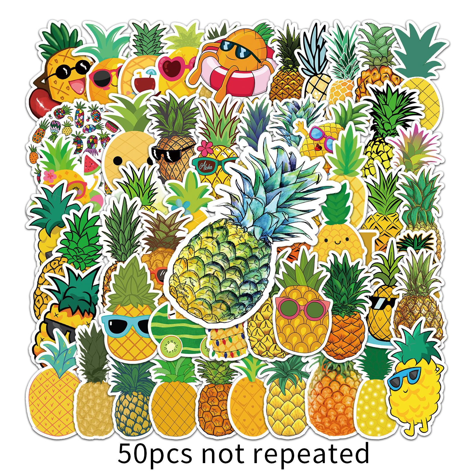 

50PCS Pineapple Stickers Cute Fruit Stickers Funny Yellow Vinyl Aesthetic Waterproof Sticker for Laptop Water Bottles Luggage Computer