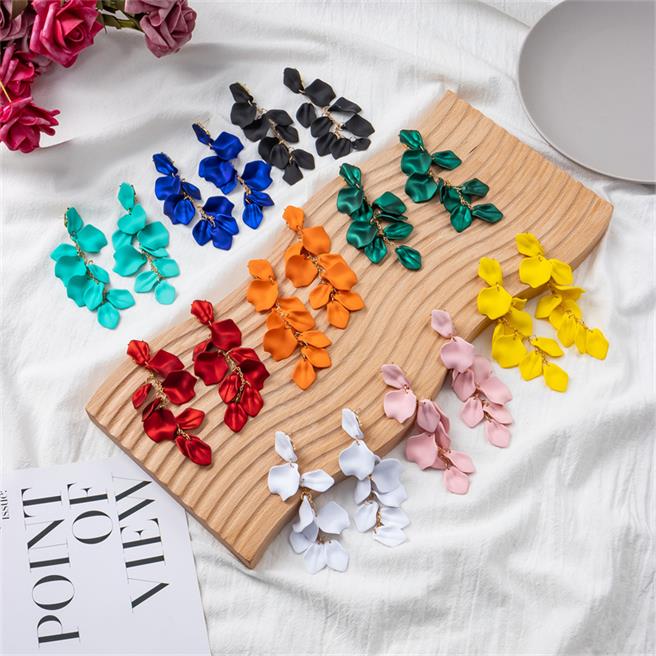 

Fashion and creative style petals and leaves long earrings jewelry ladies exquisite flower earrings party play jewelry earrings