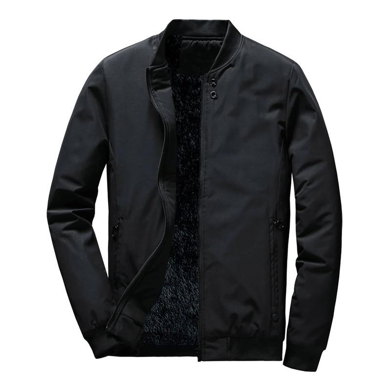 

Men's Jackets Men Solid Teddy Lined Bomber JacketMen's, Black