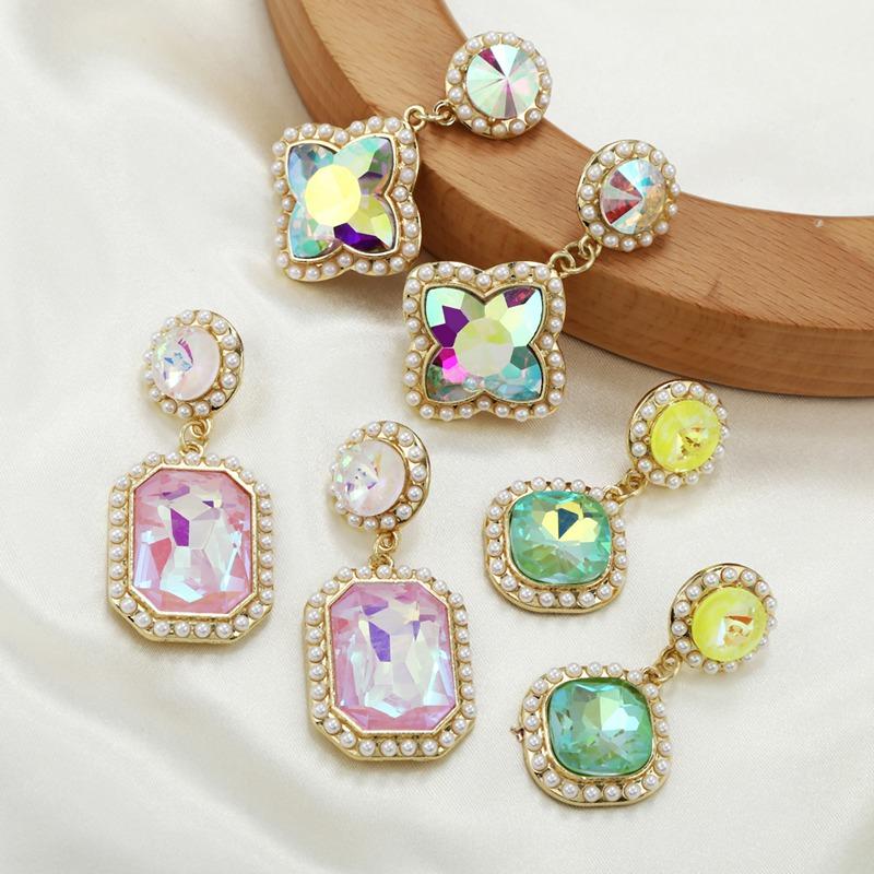 

Dangle & Chandelier Shiny Crystal Drop Earrings For Women Geometric Statement Earring Design Fashion Jewelry Lady Gift Party SR1130Dangle