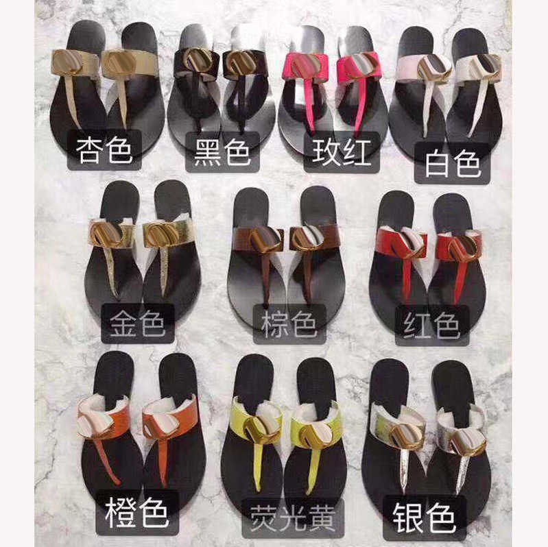 

Men thong flip flops designer slippers 2022 Summer women sandals leather slides beach shoes mule buckle Flats designer Metal button lady Loafers Sizes 35-43 22, 1;2022051602