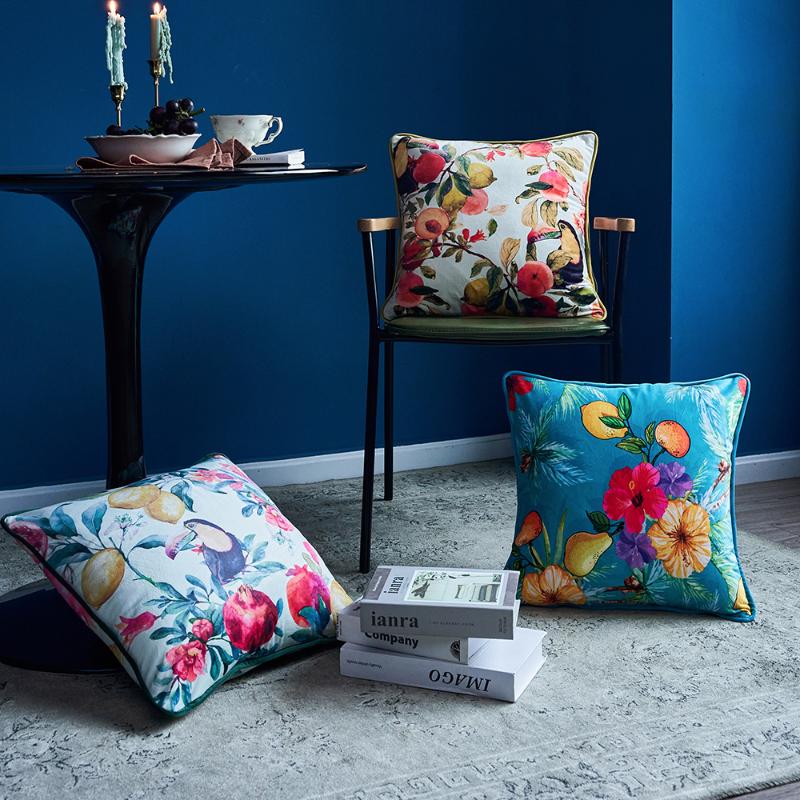 

Cushion/Decorative Pillow Flowers Birds Plants Fruits Printed Velvet Cushion Cover Case Soft Animal No Balling-up Without Stuffing