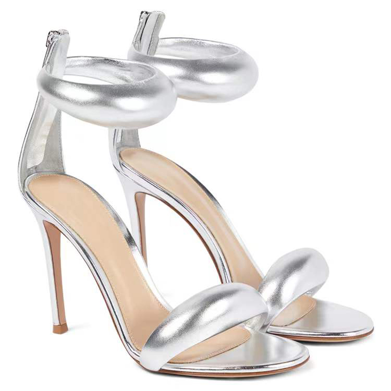 

Gianvito High heeled sandals heel for women summer luxury designer shoes 8.5 10.5cm Silver metal Calf leather foot strap heeled Rear zipper footwear, Gifts are not sold separately