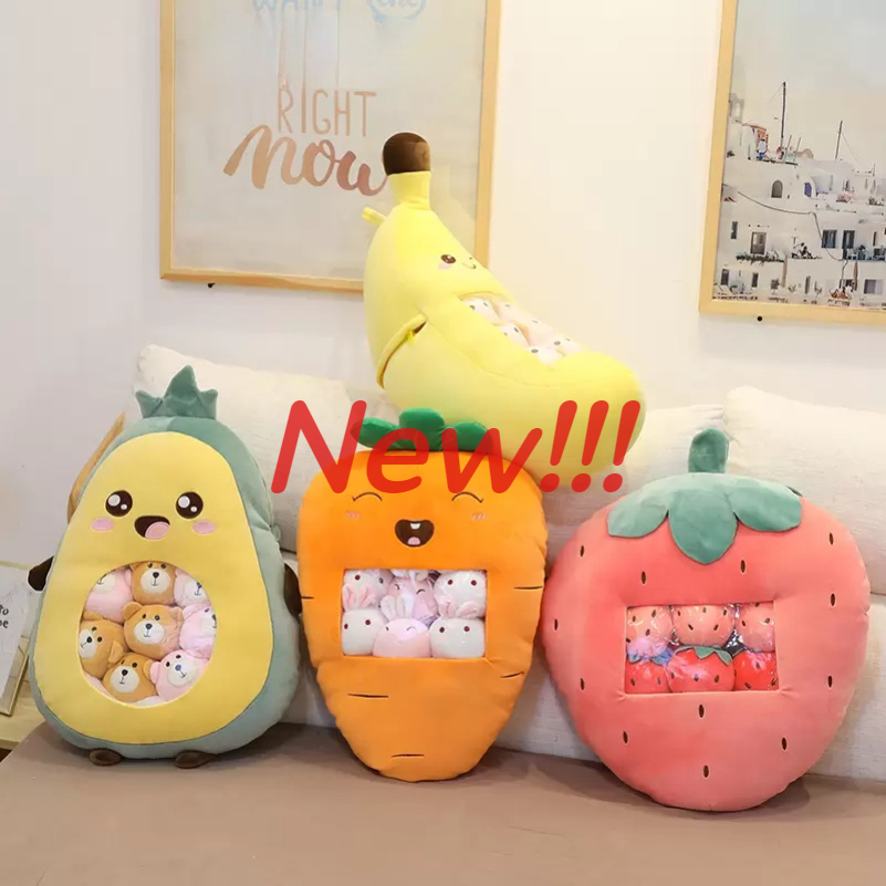 

Plush toy Creative snack pillow a bag of snacks strawberry avocado doll, banana carrot Children's gift, Mixed colors