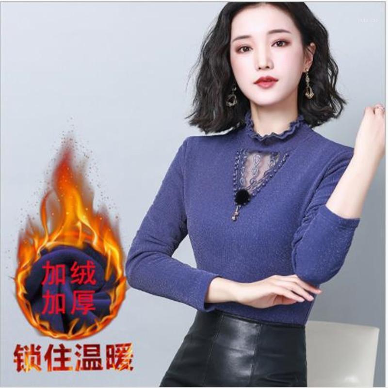 

Stylish Women Chiffon Blouses Autumn Winter 2022 Thick Velet Tops Short Plus Size 4XL Slim Blusa Feminina H257 Women's & Shirts, Blue