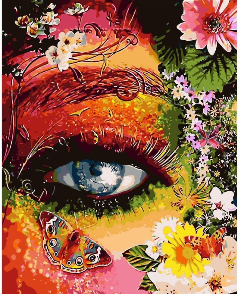 

Paintings Paint By Numbers For Adults,16"Wx20"L Canvas Pictures Drawing Paintwork With Paintbrushes,Acrylic Pigment-Color Eye Moth