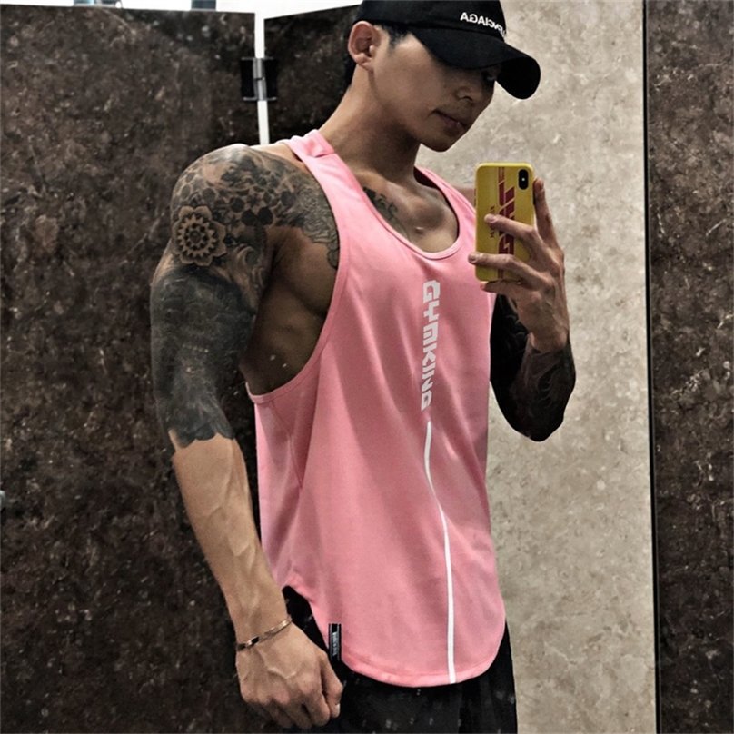 

Men Tank top Gym Workout Fitness Bodybuilding sleeveless shirt Male Cotton clothing Sports Singlet vest men Undershirt 220614, Black-1