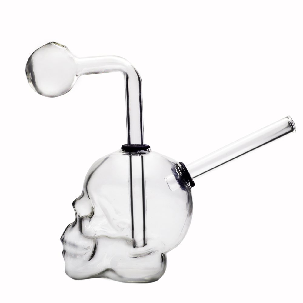 

Coloured Skull Shape Glass Oil Burner Pipe Smoking Water Pipe Bong with Bowl Kit