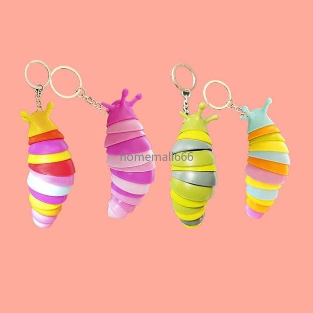 Cartoon Car Keychain Pendant Fingertip Snail Slug Bag Toy Decompression Caterpillar Keychain Accessories AA-image-762560178
