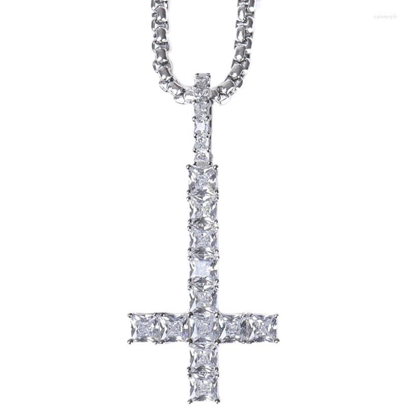 

Pendant Necklaces Lil Uzi Vert Reverse Cross High Quality Square Stones Hiphop Fit JewelryPendant