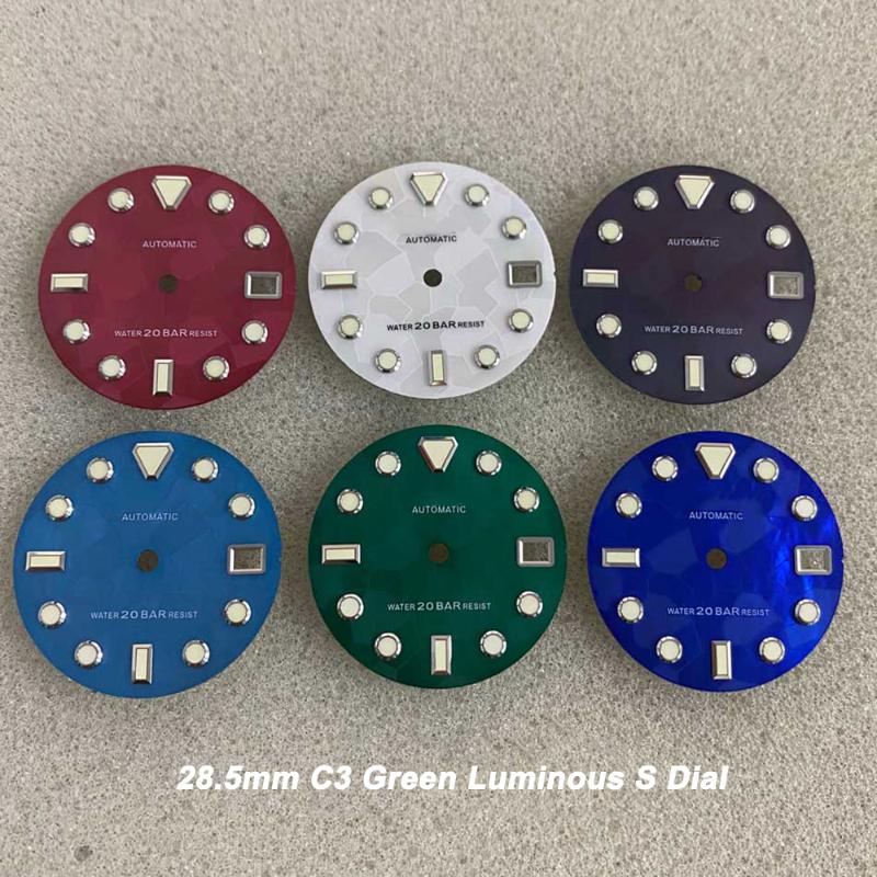 

Repair Tools & Kits 28.5mm Watch Dial SKX Modified Replacement S Logo Accessories C3 Green Luminous For NH35/NH36/4R Movement DIY PartsRepai