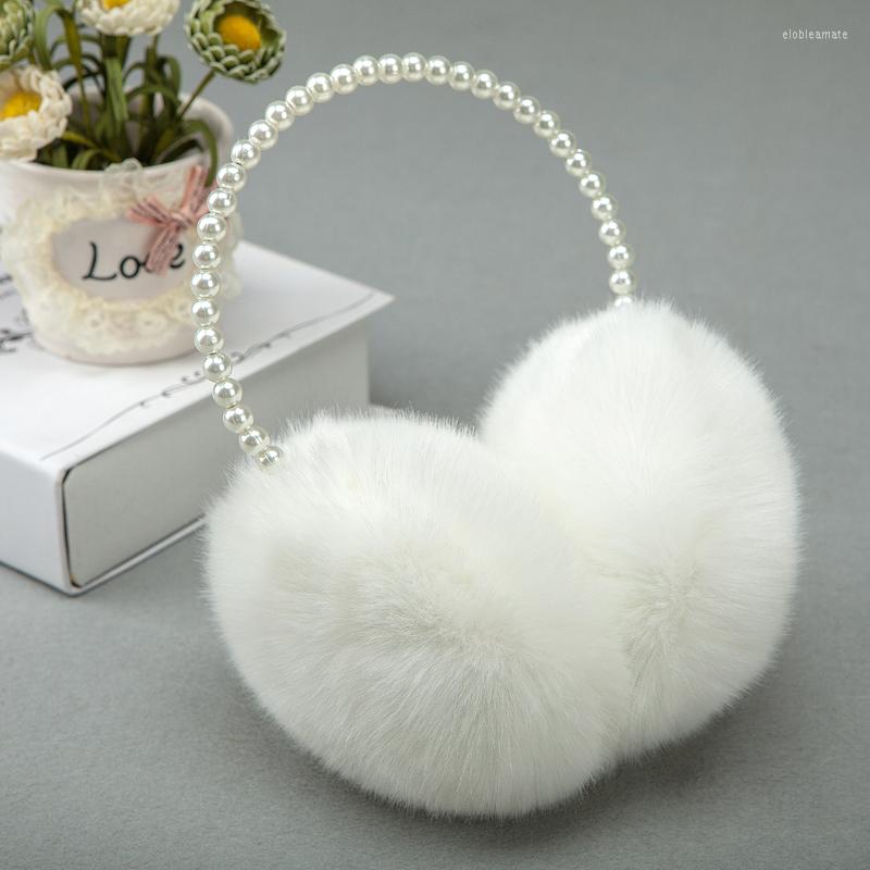 

Berets Winter Christmas Pearl Imitation Fur Women Earmuffs Ear Warmer Soft Lady Keep Warm Cute Beautiful Big Plush CoverBerets BeretsBerets, Style 08 beige