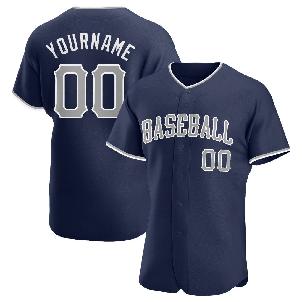 

Custom Navy Gray-White Authentic Baseball Jersey, Women size s-xxl