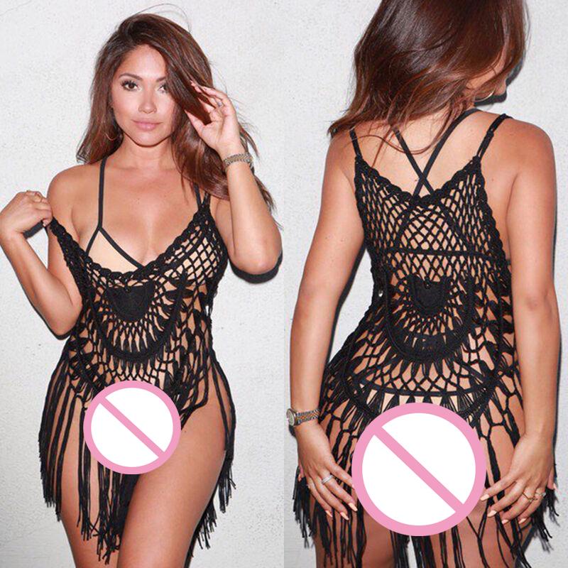 

Women' Swimwear Women' Sexy Bikini Cover Up Hollow Out Beach Crochet Cover-Ups Beachwear Bathing Suit DressWomen, Black