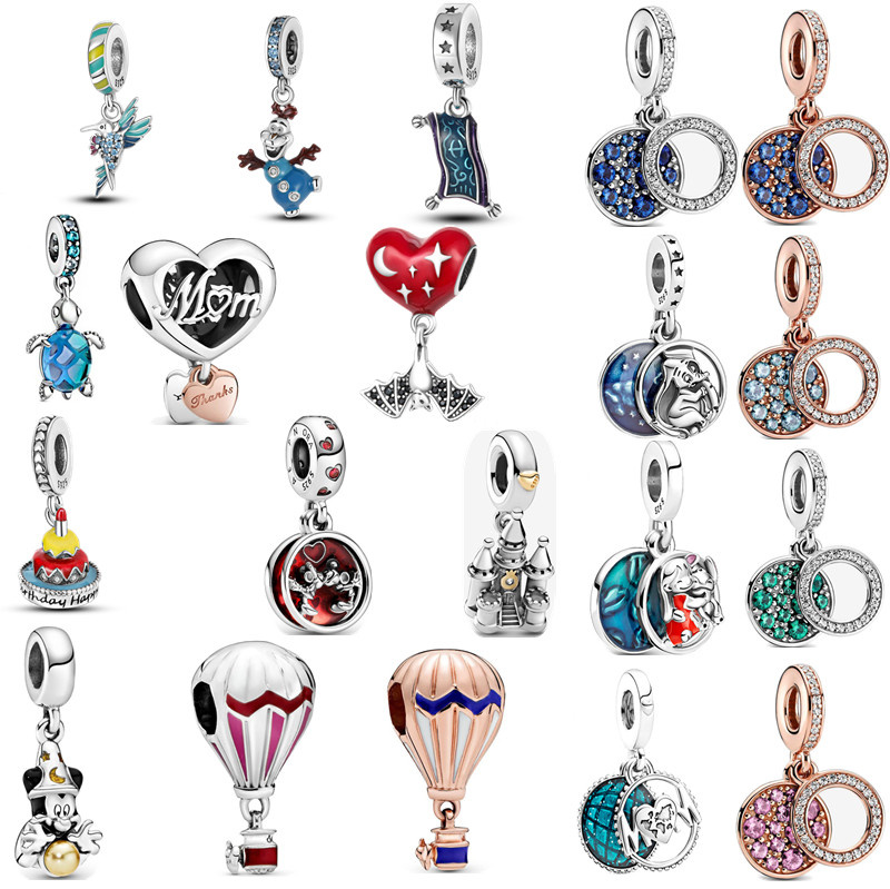 

Luxury s925 Sterling Silver Charms Loose Beads DIY Blue Turtle Beaded Women's Original Fit Pandora Bracelet Pendant Classic Ladies Mom Jewelry Gift
