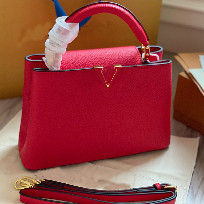 

Hand Tote Bag Women Handbag Purse Genuine Leather Capucines Series Shoulder Crossbody Bags Classic Letter Art Color Painting Removable 01